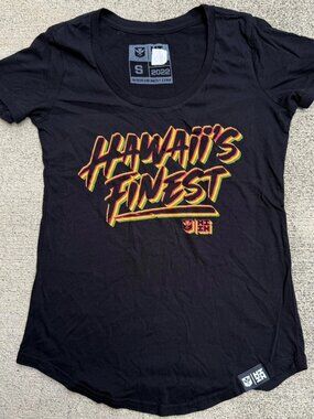 Hawaiis Finest Shirt Womens Small Black Short Sleeve Curved Hem Airbrush HIFI
